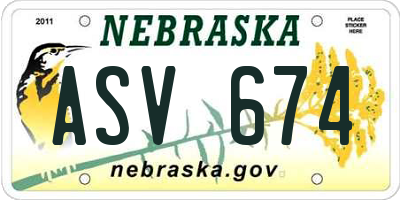 NE license plate ASV674