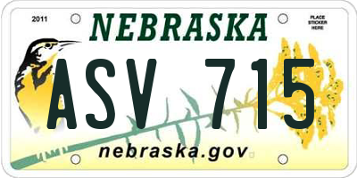 NE license plate ASV715