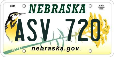 NE license plate ASV720