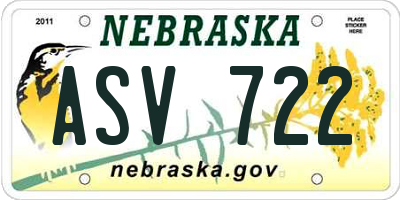 NE license plate ASV722