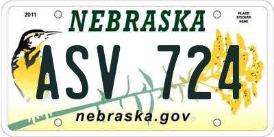 NE license plate ASV724