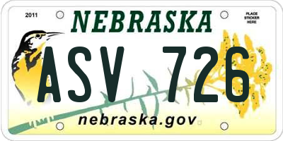 NE license plate ASV726