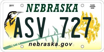 NE license plate ASV727