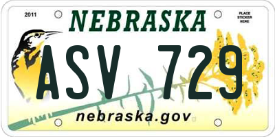 NE license plate ASV729