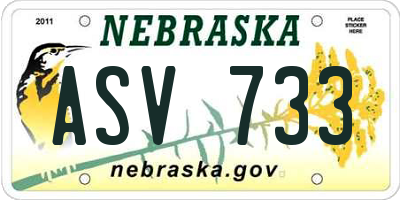 NE license plate ASV733