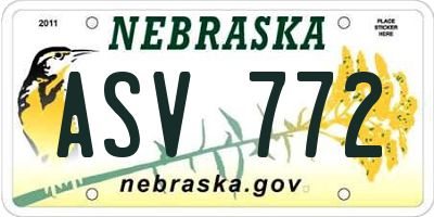 NE license plate ASV772