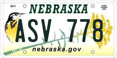 NE license plate ASV778