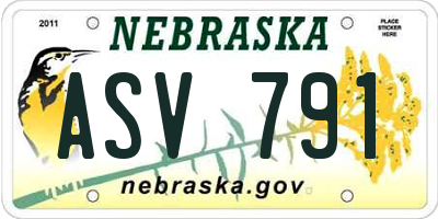 NE license plate ASV791
