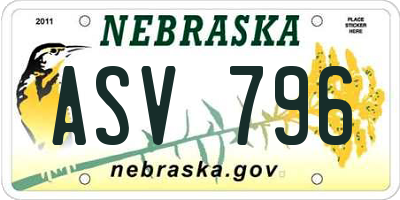 NE license plate ASV796