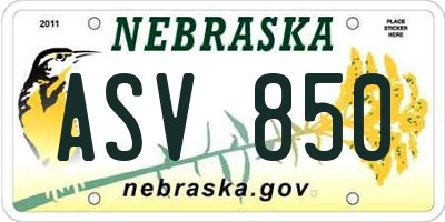 NE license plate ASV850