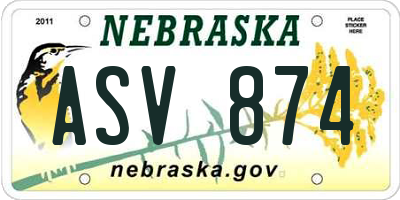 NE license plate ASV874