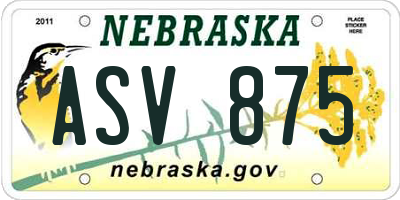 NE license plate ASV875