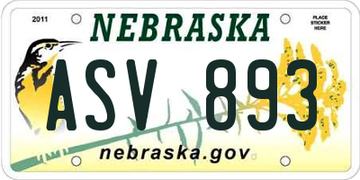 NE license plate ASV893