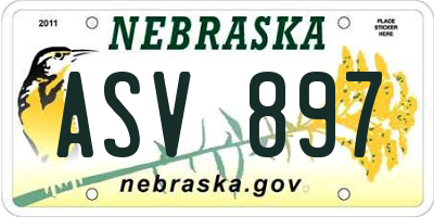 NE license plate ASV897