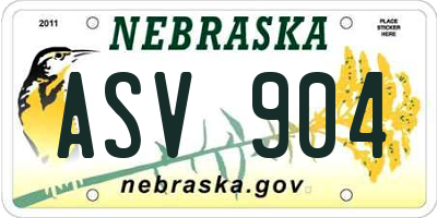 NE license plate ASV904
