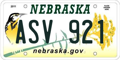 NE license plate ASV921