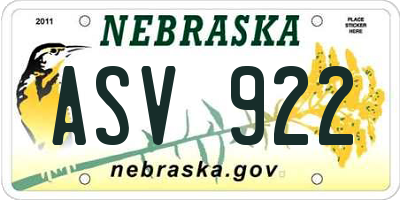 NE license plate ASV922