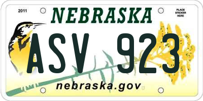 NE license plate ASV923