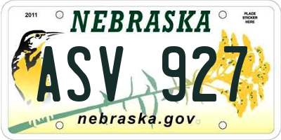 NE license plate ASV927