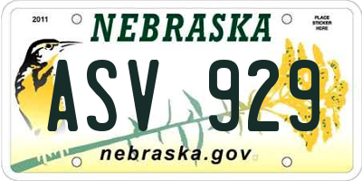 NE license plate ASV929