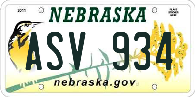 NE license plate ASV934