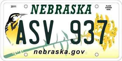 NE license plate ASV937