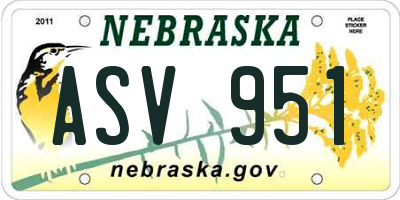 NE license plate ASV951