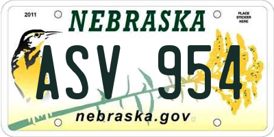 NE license plate ASV954