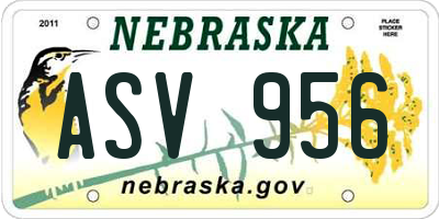 NE license plate ASV956