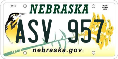 NE license plate ASV957