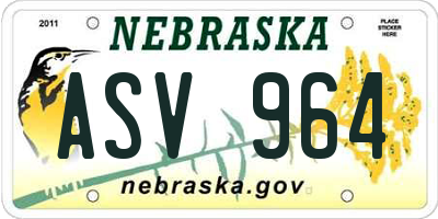 NE license plate ASV964