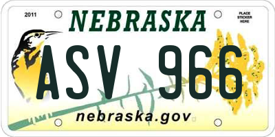 NE license plate ASV966