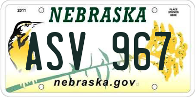 NE license plate ASV967