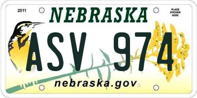 NE license plate ASV974
