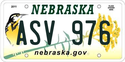 NE license plate ASV976