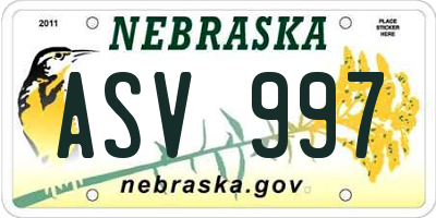 NE license plate ASV997