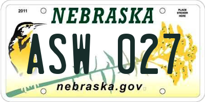 NE license plate ASW027