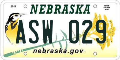 NE license plate ASW029