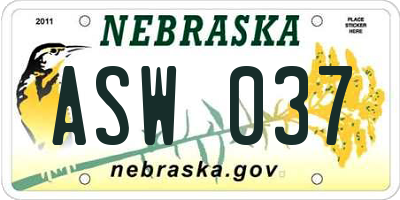 NE license plate ASW037