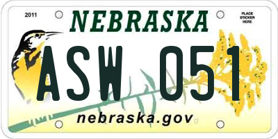 NE license plate ASW051