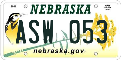 NE license plate ASW053