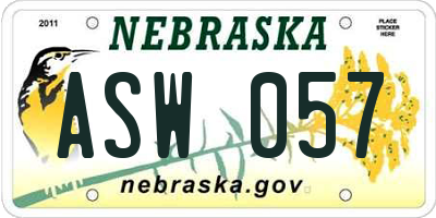 NE license plate ASW057