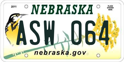NE license plate ASW064
