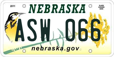 NE license plate ASW066
