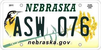 NE license plate ASW076