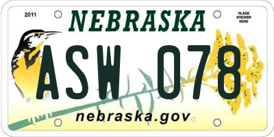 NE license plate ASW078