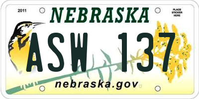NE license plate ASW137