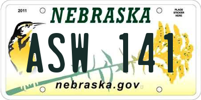NE license plate ASW141