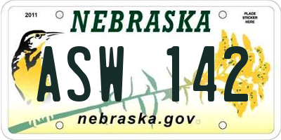 NE license plate ASW142
