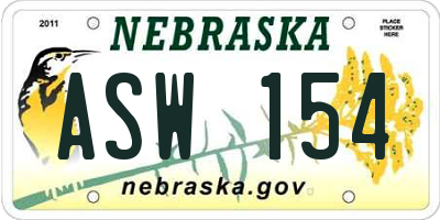 NE license plate ASW154